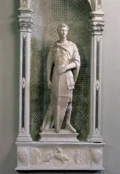 Sankt Georg i en nisje med relieff av Sankt Georg som dreper dragen nedenfor